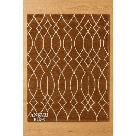 Moroccon Design Dark Goldwhite Wool Rug
